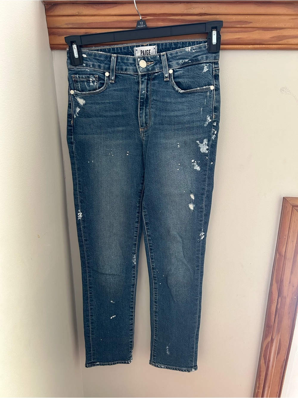 PAIGE Women's Distressed Dark Blue Denim Jeans